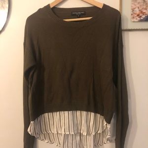 Brown Sweater with Shirt Detail